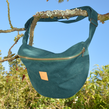 Charger l'image dans la galerie, EN STOCK Sac banane XXL - gabardine de coton vert forêt / zip vert forêt
