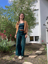 Charger l'image dans la galerie, Réalisé sur commande - Chemisette/blouse 100% fait main - viscose éco-responsable certifiée Ecovero™ - coloris ocre et blanc