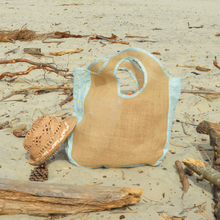 Charger l'image dans la galerie, EN STOCK Sac de plage / cabas XXL en toile de jute et coton bio - motif pâquerettes