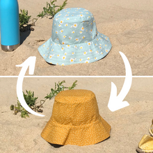 Charger l'image dans la galerie, Commande spéciale réalisée en modèle unique - Bob réversible à bords larges en coton BIO - tour de tête 56cm