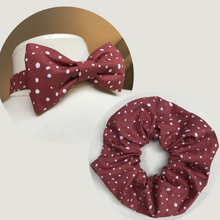 Charger l'image dans la galerie, Lot 1 chouchou + 1 noeud papillon • coton terracotta à pois #7