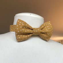 Charger l'image dans la galerie, Noeud papillon adulte en coton BIO #5 (jaune moutarde à pois)