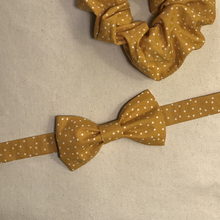 Charger l'image dans la galerie, Noeud papillon adulte en coton BIO #5 (jaune moutarde à pois)
