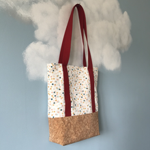 Charger l'image dans la galerie, EN STOCK Tote bag liège et rouge bordeaux à pois