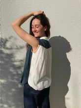 Charger l'image dans la galerie, Commande spéciale en modèle unique - Chemise 2-en-1 bicolore bleu/blanc à manches amovibles