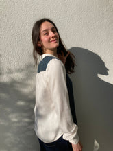 Charger l'image dans la galerie, Commande spéciale en modèle unique - Chemise 2-en-1 bicolore bleu/blanc à manches amovibles