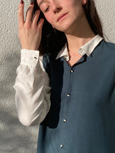 Charger l'image dans la galerie, Commande spéciale en modèle unique - Chemise 2-en-1 bicolore bleu/blanc à manches amovibles