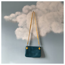 Charger l'image dans la galerie, Pochette Melito jaune moutarde à palmes bleu canard #1