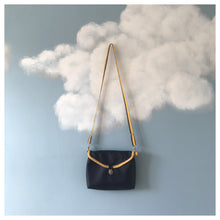 Charger l'image dans la galerie, Pochette cartable RÉTRO bleu marine et jaune à 2 compartiments