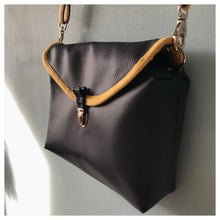 Charger l'image dans la galerie, Pochette cartable RÉTRO bleu marine et jaune à 2 compartiments