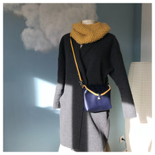 Charger l'image dans la galerie, Pochette cartable RÉTRO bleu marine et jaune à 2 compartiments