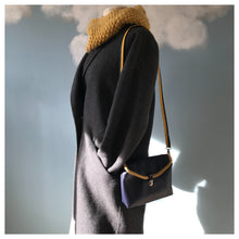 Charger l'image dans la galerie, Pochette cartable RÉTRO bleu marine et jaune à 2 compartiments