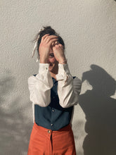 Charger l'image dans la galerie, Commande spéciale en modèle unique - Chemise 2-en-1 bicolore bleu/blanc à manches amovibles