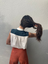 Charger l'image dans la galerie, Commande spéciale en modèle unique - Chemise 2-en-1 bicolore bleu/blanc à manches amovibles