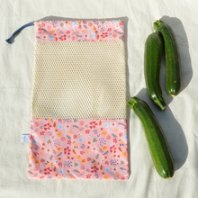 Charger l'image dans la galerie, Sac à vrac 100% coton bio - TAILLE L - motif fleurs roses #1