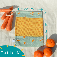 Charger l'image dans la galerie, EN STOCK Lot de 4 sacs à vrac / pochons de rangement 100% coton bio - TAILLES M/L/XL - motif renards