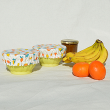 Charger l'image dans la galerie, Lot de 2 couvre-plats lavables en coton bio - TAILLE S - motif citrons