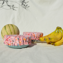 Charger l'image dans la galerie, Lot de 2 couvre-plats lavables en coton bio - TAILLE S - motif fleurs roses