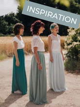 Charger l'image dans la galerie, Jupe cercle mi-longue - taille semi-mesure fabriquée sur commande - viscose "vert sauge" tissée au Portugal