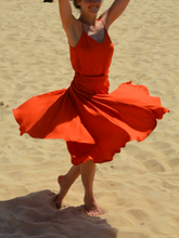 Charger l'image dans la galerie, Jupe cercle mi-longue - taille semi-mesure fabriquée sur commande - viscose "orange tangerine" certifiée Ecovero