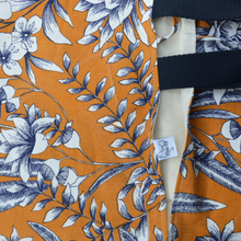 Charger l'image dans la galerie, Sac à tarte à fleurs XXL bleues et moutarde / intérieur écru