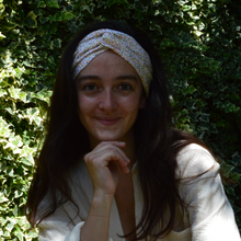 Charger l'image dans la galerie, EN STOCK Headband ajustable en COTON BIO - petites fleurs roses et jaunes sur fond blanc