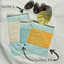 Charger l'image dans la galerie, Sac à vrac 100% coton bio - TAILLE L - motif pâquerettes