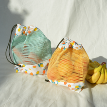 Charger l'image dans la galerie, EN STOCK Lot de 2 sacs à vrac / pochons de rangement 100% coton bio - TAILLES M - motif citrons