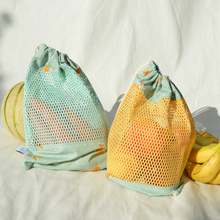 Charger l'image dans la galerie, EN STOCK Lot de 2 sacs à vrac / pochons de rangement 100% coton bio - TAILLES M - motif renards