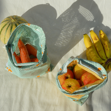 Charger l'image dans la galerie, EN STOCK Lot de 2 sacs à vrac / pochons de rangement 100% coton bio - TAILLES M - motif renards