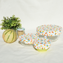 Charger l&#39;image dans la galerie, Lot de 3 couvre-plats lavables en coton bio - TAILLES S/M/L - motif citrons
