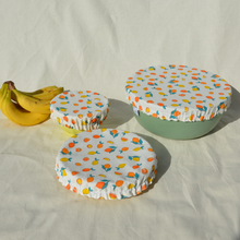 Charger l&#39;image dans la galerie, Lot de 3 couvre-plats lavables en coton bio - TAILLES S/M/L - motif citrons
