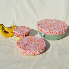 Charger l'image dans la galerie, Lot de 3 couvre-plats lavables en coton bio - TAILLES S/M/L - motif fleurs roses