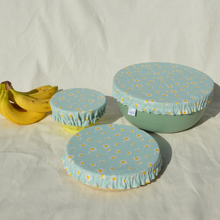 Charger l'image dans la galerie, Lot de 3 couvre-plats lavables en coton bio - TAILLES S/M/L - motif pâquerettes