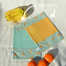 Charger l'image dans la galerie, EN STOCK Lot de 2 sacs à vrac / pochons de rangement 100% coton bio - TAILLES M - motif renards