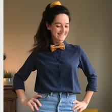 Charger l'image dans la galerie, Noeud papillon adulte en coton #2 (ocre à fleurs)