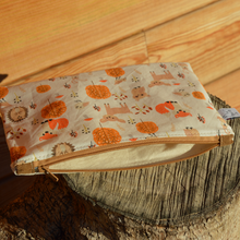 Charger l'image dans la galerie, EN STOCK Pochette de rangement 16x22cm en coton bio - motif animaux de la forêt
