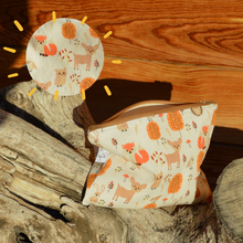 Charger l'image dans la galerie, EN STOCK Pochette de rangement 16x22cm en coton bio - motif animaux de la forêt