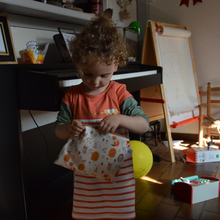 Charger l'image dans la galerie, EN STOCK Pochette de rangement 16x22cm en coton bio - motif animaux de la forêt