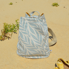 Charger l'image dans la galerie, EN STOCK Sac à dos 2-en-1 en toile de jute et coton - feuillage couleur vert menthe