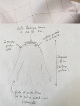 Charger l'image dans la galerie, Jupe cercle mi-longue - taille semi-mesure fabriquée sur commande - viscose "Carreaux nacre" tissée au Portugal