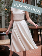 Charger l'image dans la galerie, Jupe cercle mi-longue - taille semi-mesure fabriquée sur commande - viscose "Carreaux nacre" tissée au Portugal