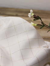 Charger l'image dans la galerie, Jupe cercle mi-longue - taille semi-mesure fabriquée sur commande - viscose "Carreaux nacre" tissée au Portugal