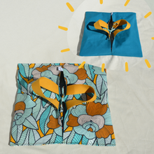 Charger l'image dans la galerie, Sac à tarte à fleurs bleues et jaunes réversible