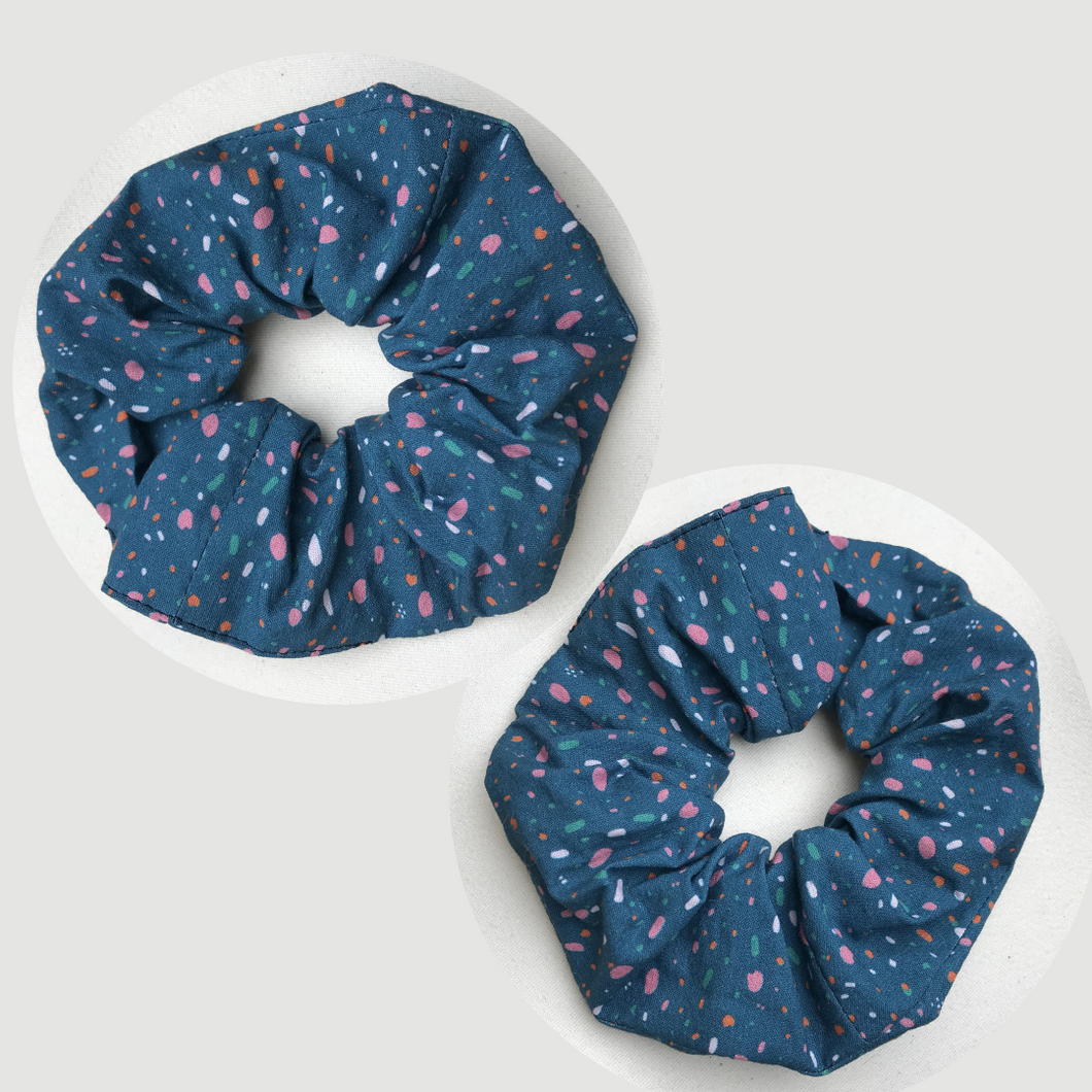 Lot de 2 chouchous adultes - coton bleu à pois #4 BIO