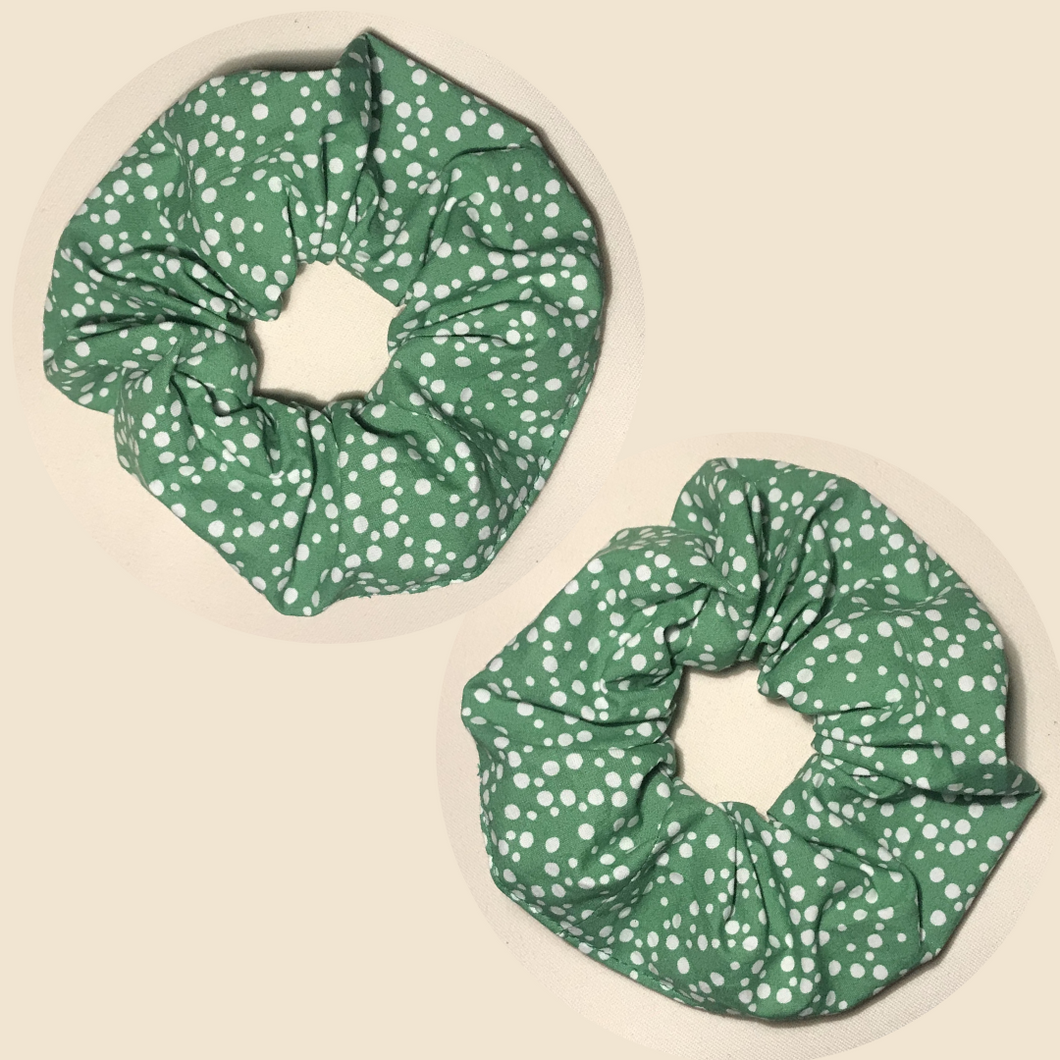 Lot de 2 chouchous adultes - coton vert à pois #6 BIO