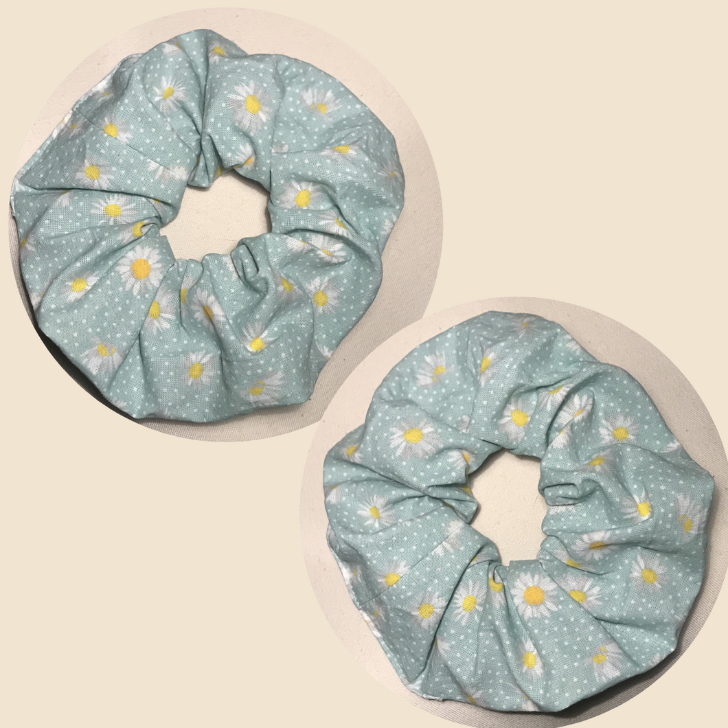 Lot de 2 chouchous adultes - coton bleu ciel à pâquerettes #8 BIO