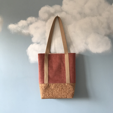 Charger l&#39;image dans la galerie, Tote bag liège et velours rose poudré molletonné
