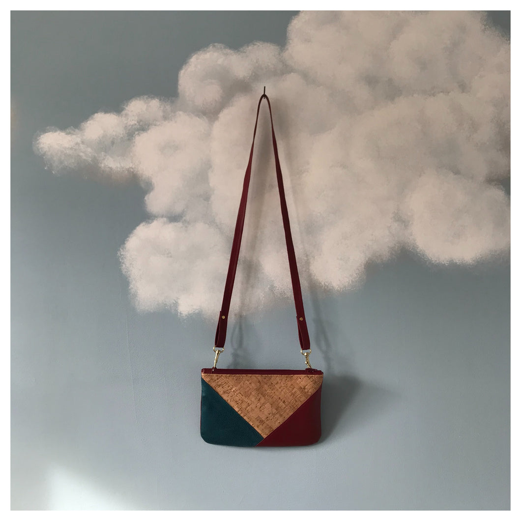 Pochette Melito rouge bordeaux et liège