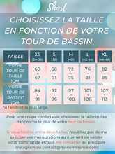 Charger l&#39;image dans la galerie, Réalisé sur commande - Lot short+chemise 100% fait main - twill de viscose éco-responsable certifié Ecovero™  - iris sur fond bleu marine

